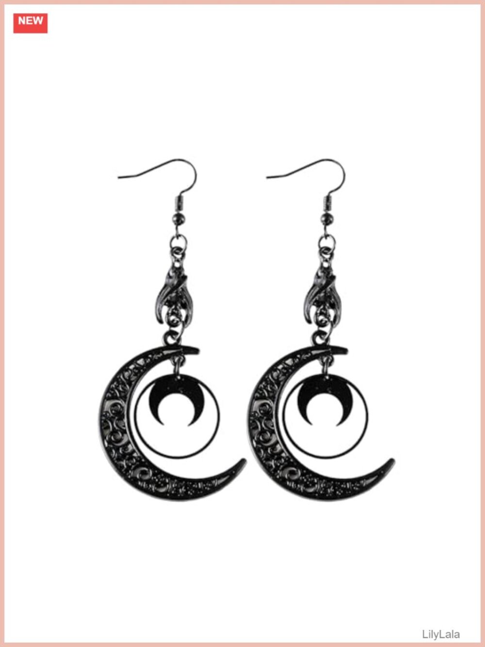 Gothic Witch Moon Dangle Drop Earrings Crystal Halloween Jewelry